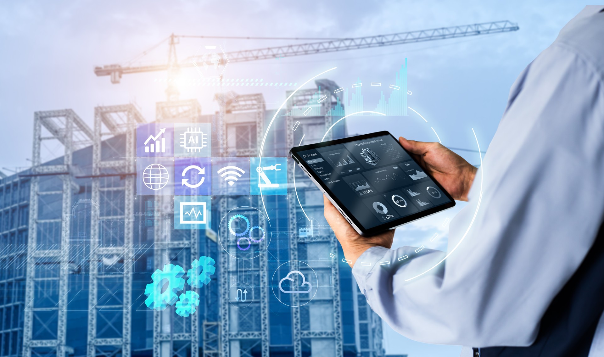 Intelligentes Bauprojekt-Management-System-Konzept.
